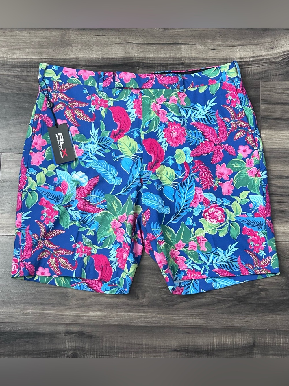 RLX Ralph Lauren Golf Shorts Mens 38 Blue Floral Tailored Fit 9" Stretch Wicking